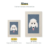 Size chart for the two mini canvas sizes: 6 x 8 in and 8 x 12 in