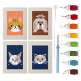 Fluffy Pet Portraits mini punch needle kit set: four finished canvases with threads, punch needle and threader