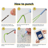 Six steps showing how to thread and use the punch needle