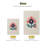 Size chart for the two mini canvas sizes: 6 x 8 in and 8 x 12 in