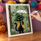 Punching the Forest Witch Cat design with the punch needle