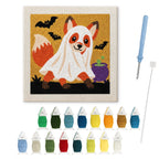 Fox in a Ghost Sheet punch needle kit: finished canvas with threads, punch needle and threader