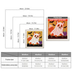 Size chart for square punch needle kits from 30 x 30 cm to 60 x 60 cm