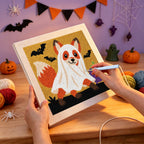 Punching the Fox in a Ghost Sheet design with the punch needle