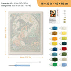 Fox Witch punch needle kit, 16 × 20 in (40 × 50 cm): canvas size and kit contents