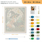 Fox Witch punch needle kit, 20 × 24 in (50 × 60 cm): canvas size and kit contents