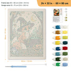Fox Witch punch needle kit, 24 × 32 in (60 × 80 cm): canvas size and kit contents