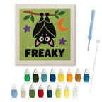 Freaky Bat punch needle kit: finished canvas with threads, punch needle and threader