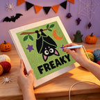 Punching the Freaky Bat design with the punch needle