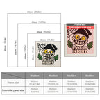 Size chart for square punch needle kits from 30 x 30 cm to 60 x 60 cm