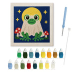 Frog Ghost at Full Moon punch needle kit: finished canvas with threads, punch needle and threader