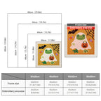 Size chart for square punch needle kits from 30 x 30 cm to 60 x 60 cm