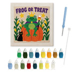 Frog or Treat punch needle kit: finished canvas with threads, punch needle and threader