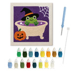 Frog Witch Bath punch needle kit: finished canvas with threads, punch needle and threader