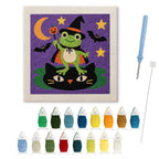 Frog Witch punch needle kit: finished canvas with threads, punch needle and threader