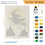 Full Moon Witch punch needle kit, 24 × 32 in (60 × 80 cm): canvas size and kit contents