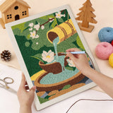 Punching the Garden Fountain design with the punch needle