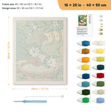 Garden Fountain punch needle kit, 16 × 20 in (40 × 50 cm): canvas size and kit contents