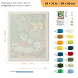 Garden Fountain punch needle kit, 20 × 24 in (50 × 60 cm): canvas size and kit contents