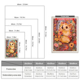 Size chart for punch needle kits from 20 x 30 cm to 60 x 80 cm