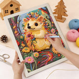 Punching the Garden Hedgehog design with the punch needle