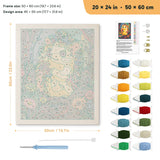 Garden Hedgehog punch needle kit, 20 × 24 in (50 × 60 cm): canvas size and kit contents
