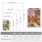 Size chart for punch needle kits from 20 x 30 cm to 60 x 80 cm