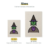 Size chart for the two mini canvas sizes: 6 x 8 in and 8 x 12 in