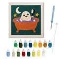 Ghost Bath Time punch needle kit: finished canvas with threads, punch needle and threader