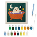 Ghost Bath Time punch needle kit: finished canvas with threads, punch needle and threader