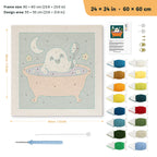 Ghost Bath Time punch needle kit, 24 × 24 in (60 × 60 cm): canvas size and kit contents