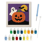 Ghost Behind the Pumpkin punch needle kit: finished canvas with threads, punch needle and threader
