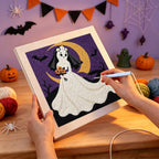 Punching the Ghost Bride design with the punch needle
