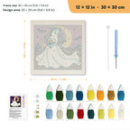 Ghost Bride punch needle kit, 12 × 12 in (30 × 30 cm): canvas size and kit contents