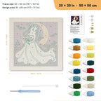 Ghost Bride punch needle kit, 20 × 20 in (50 × 50 cm): canvas size and kit contents