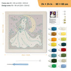Ghost Bride punch needle kit, 24 × 24 in (60 × 60 cm): canvas size and kit contents
