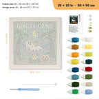Ghost Camp Hammock punch needle kit, 20 × 20 in (50 × 50 cm): canvas size and kit contents