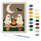 Ghost Campfire Picnic punch needle kit: finished canvas with threads, punch needle and threader