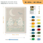 Ghost Campfire Picnic punch needle kit, 16 × 20 in (40 × 50 cm): canvas size and kit contents