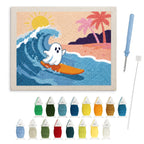 Ghost Catching a Wave punch needle kit: finished canvas with threads, punch needle and threader