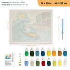 Ghost Catching a Wave punch needle kit, 16 × 20 in (40 × 50 cm): canvas size and kit contents