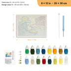 Ghost Catching a Wave punch needle kit, 8 × 12 in (20 × 30 cm): canvas size and kit contents