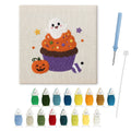 Ghost Cupcake punch needle kit: finished canvas with threads, punch needle and threader