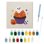 Ghost Cupcake punch needle kit: finished canvas with threads, punch needle and threader