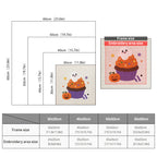 Size chart for square punch needle kits from 30 x 30 cm to 60 x 60 cm