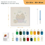Ghost Cupcake punch needle kit, 12 × 12 in (30 × 30 cm): canvas size and kit contents