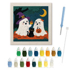 Ghost Friends and Cat punch needle kit: finished canvas with threads, punch needle and threader
