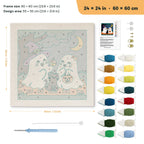 Ghost Friends and Cat punch needle kit, 24 × 24 in (60 × 60 cm): canvas size and kit contents