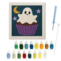 Ghost Frosting Cupcake punch needle kit: finished canvas with threads, punch needle and threader