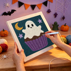 Punching the Ghost Frosting Cupcake design with the punch needle